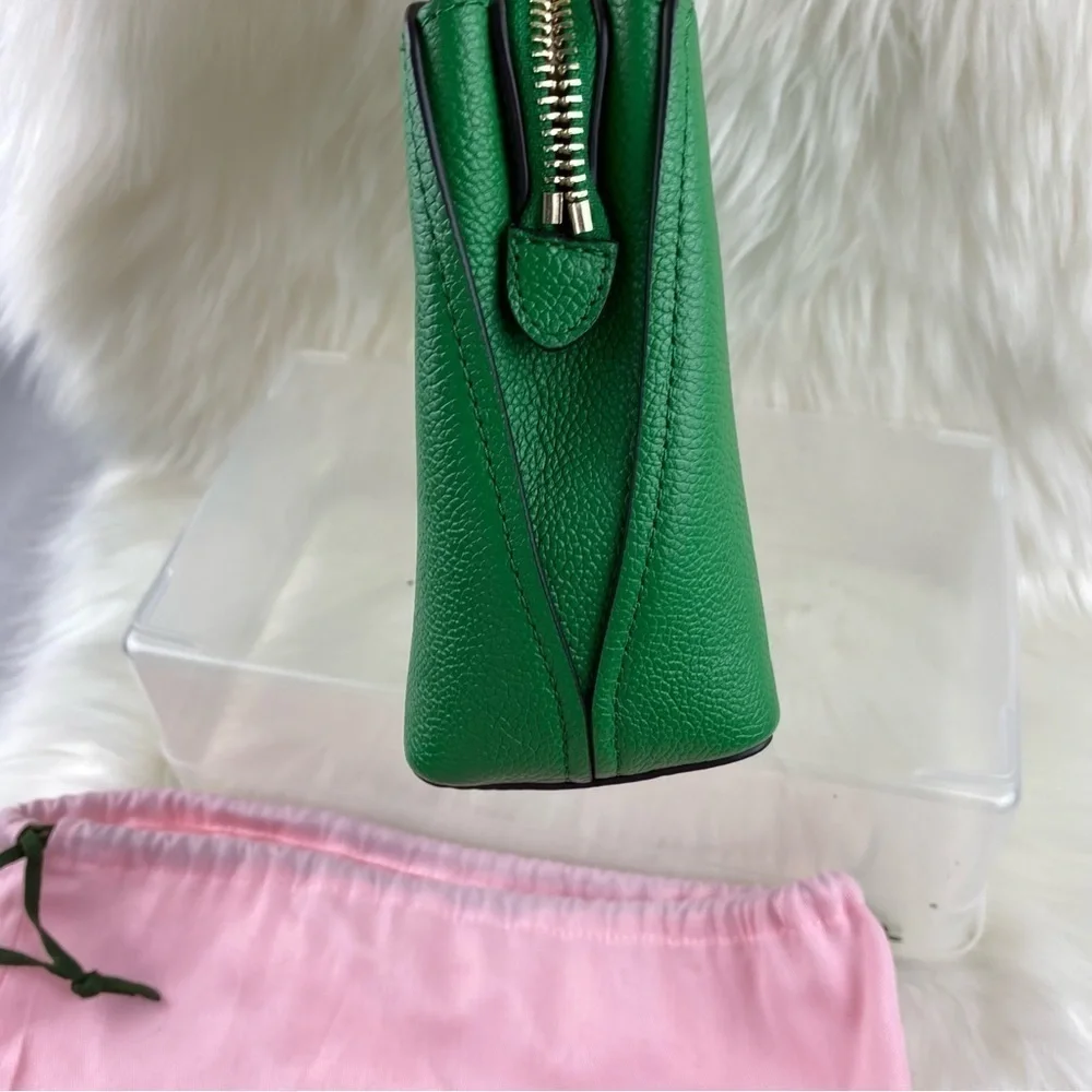 kate spade Green Pebbled Leather Satchel with Heart Charm